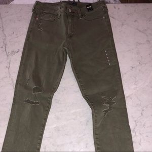 Army green skinny jeans